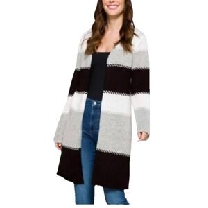 Fortune + Ivy Women's Small Adeline Cardigan Black Gray White Knit Sweater Soft